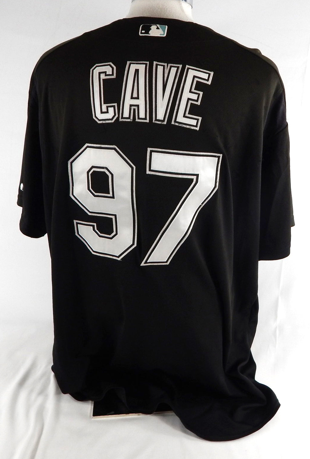 2003-06 Florida Marlins Kevin Cave #97 Game Used Black Jersey BP ST XXL 767 Pic2