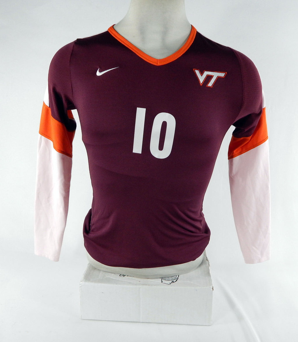 Virginia Tech Hokies #10 Game Used Orange Volleyball Jersey M DP70496