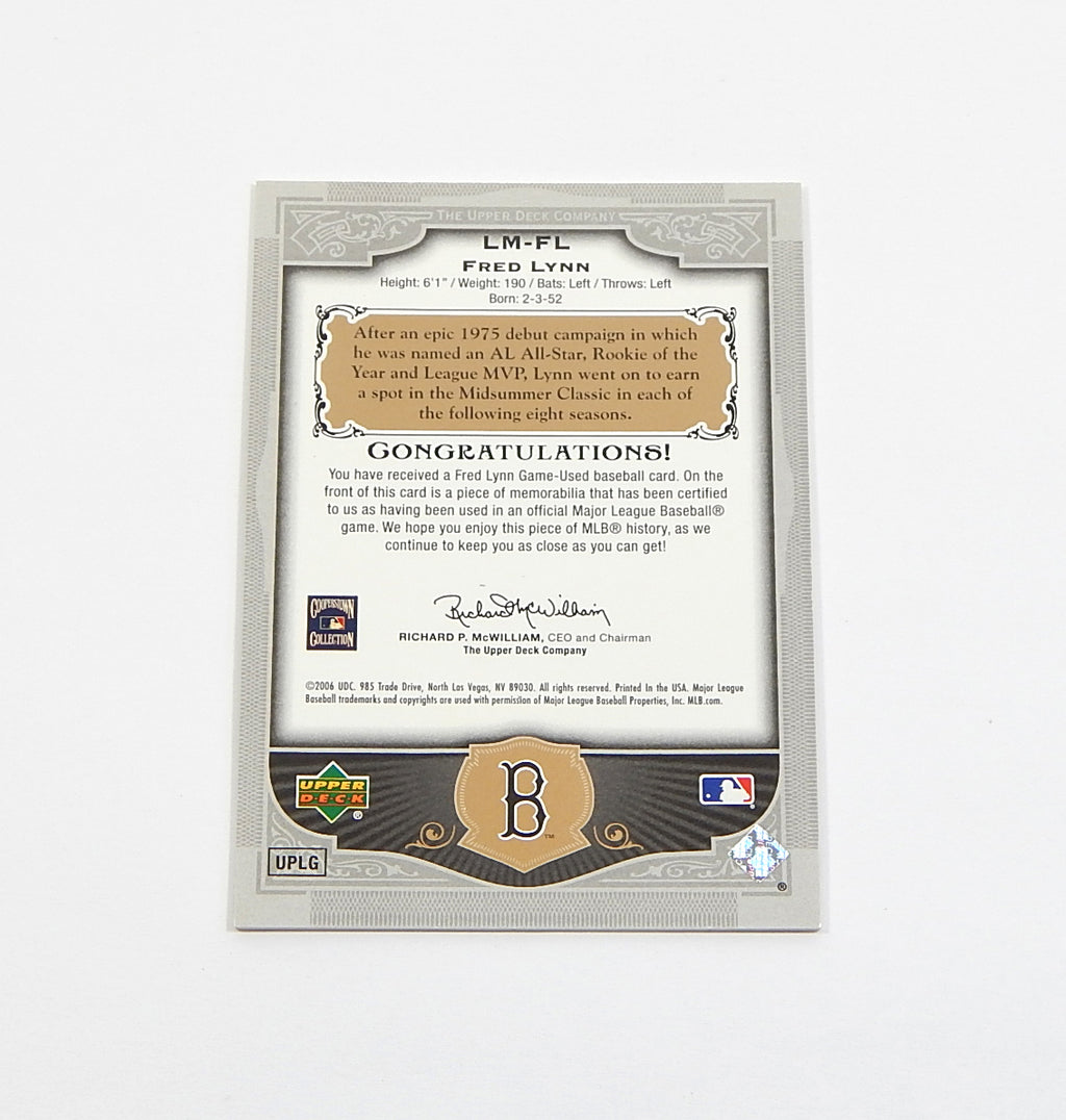 2006 SP Legendary Cuts Legendary Materials Gold Fred Lynn #LM-FL Bat Relic /225 Pic2