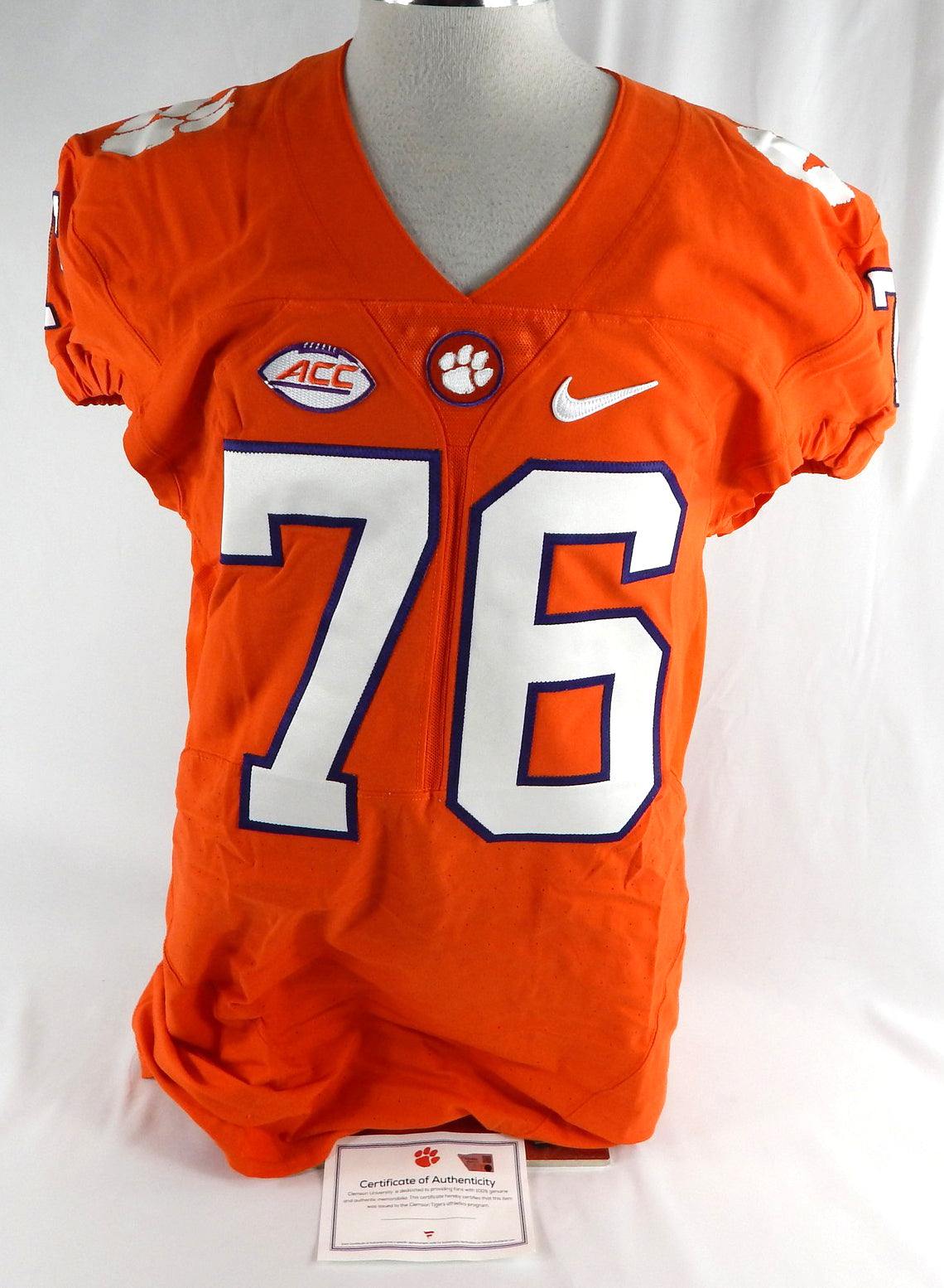 2016 Clemson Tigers #76 Game Issued Orange Jersey Football 46 753