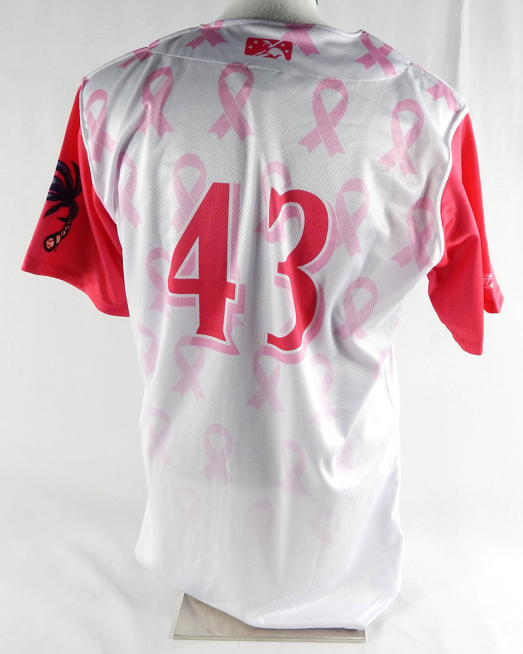 2023 Clearwater Threshers #43 Game Issued White Jersey PitchBreast Cancer 46 896 Pic2