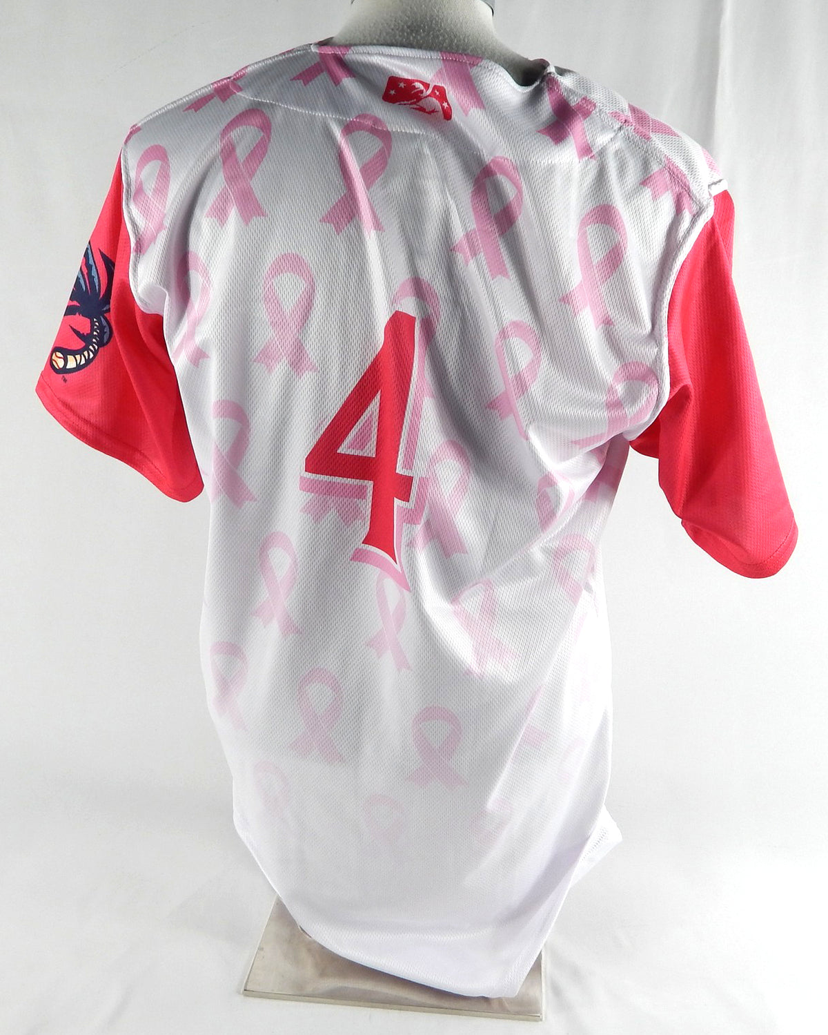 2023 Clearwater Threshers #4 Game Issued White Jersey Pitch Pink Breast Cancer 3 Pic2