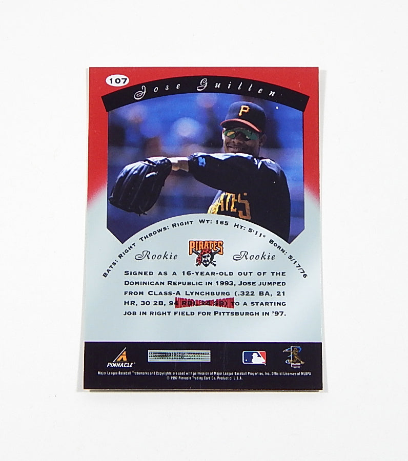 1997 Pinnacle Certified Mirror Red Jose Guillen #107 w/ Coating Pic2
