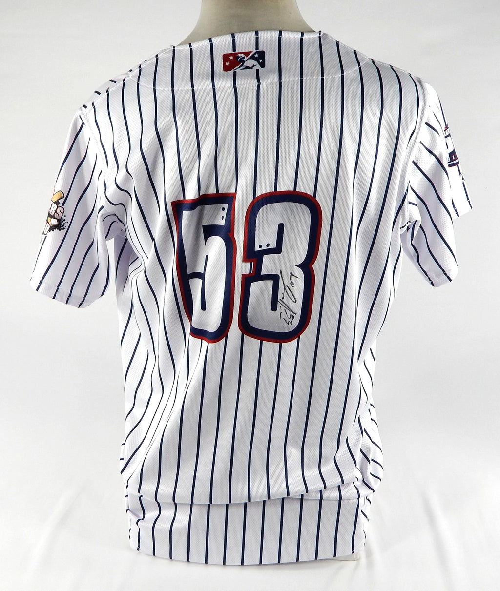 2023 Round Rock Express Lucas Jacobsen #53 Game Used White Jersey Marvel Defend Pic2