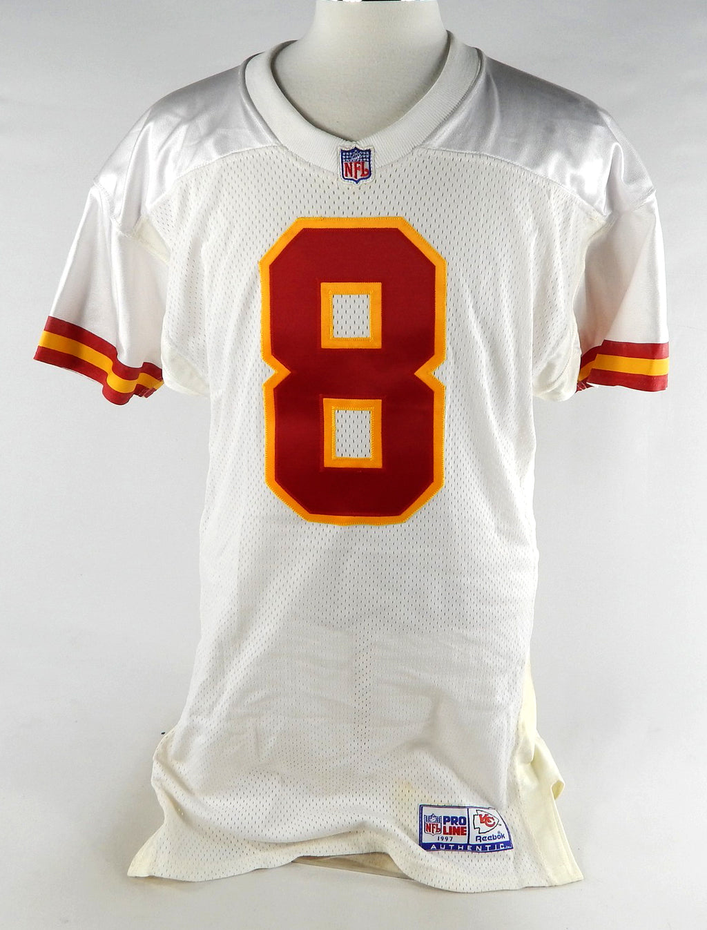 1997 Kansas City Chiefs Tolliver #8 Game Issued White Jersey 42 784