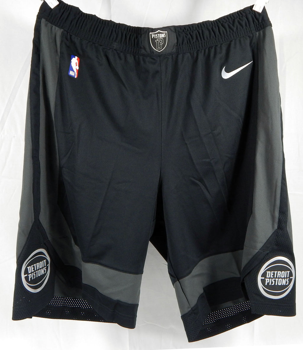 2018-19 Detroit Pistons Game Issued Black Shorts Motor City Ed Nike 010 42+2 9S