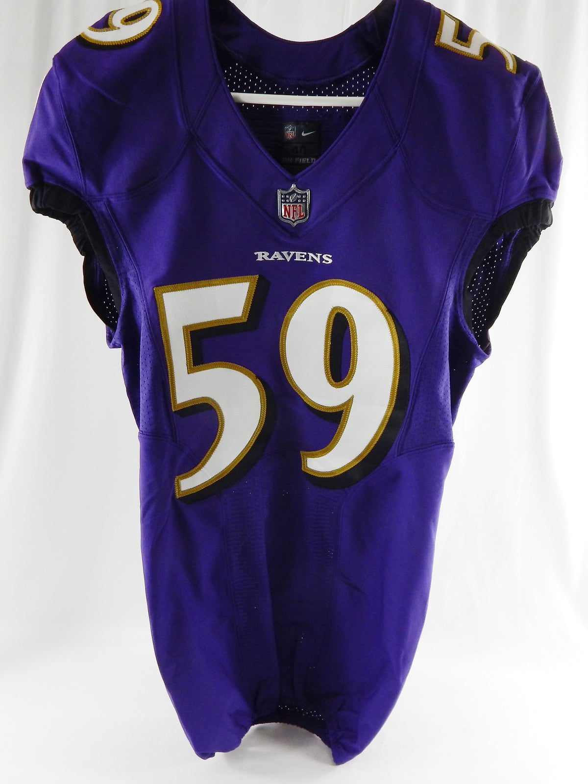 2021 Baltimore Ravens Kyler Fackrell #59 Game Issued Purple Jersey 40 584