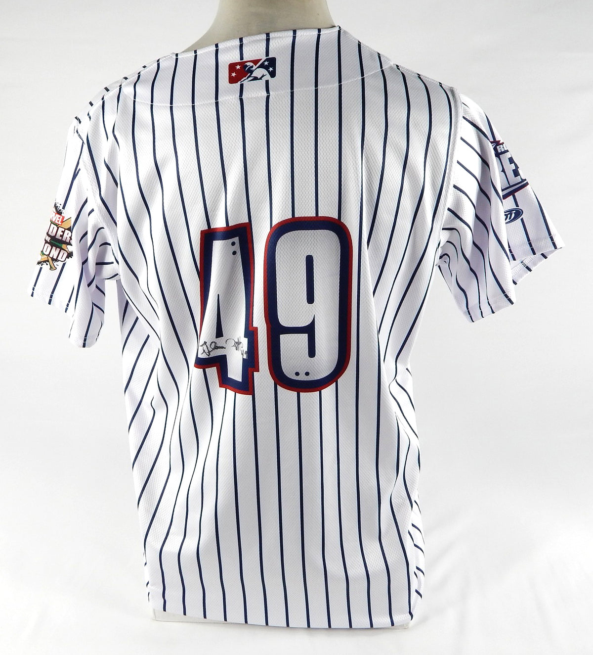 2023 Round Rock Express #49 Game Used Signed White Jersey Marvel Defenders 111 Pic2