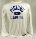 2021-22 Detroit Pistons Team Issued White Long Sleeve Training Shirt Nike 0 L 1S