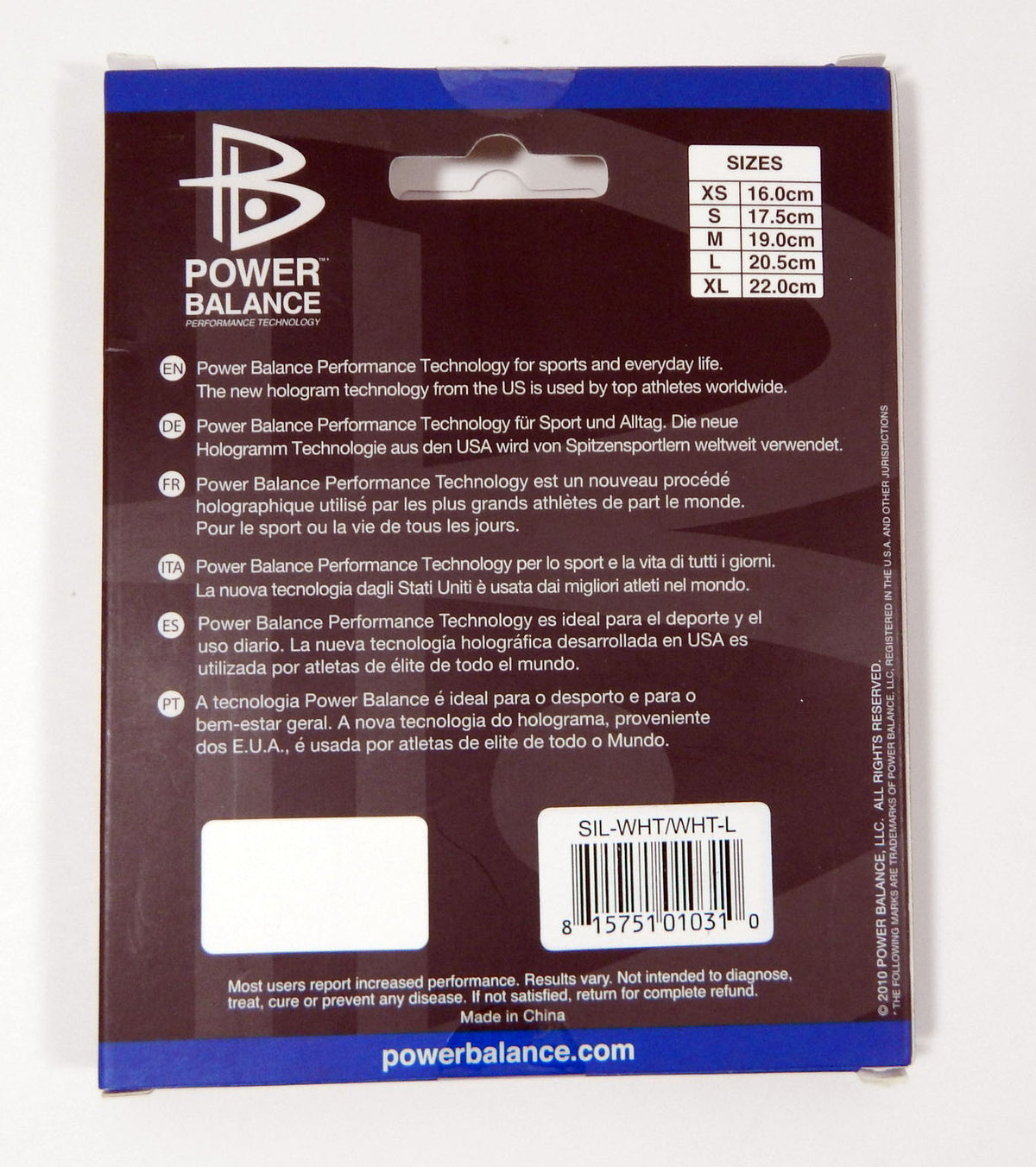 NBA Basketball Power Balance White Wrist Band Size Large 20.5 CM Pic2