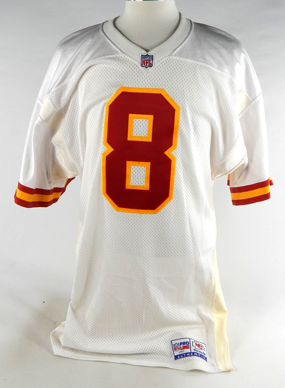 1997 Kansas City Chiefs Tolliver #8 Game Issued White Jersey 46 786