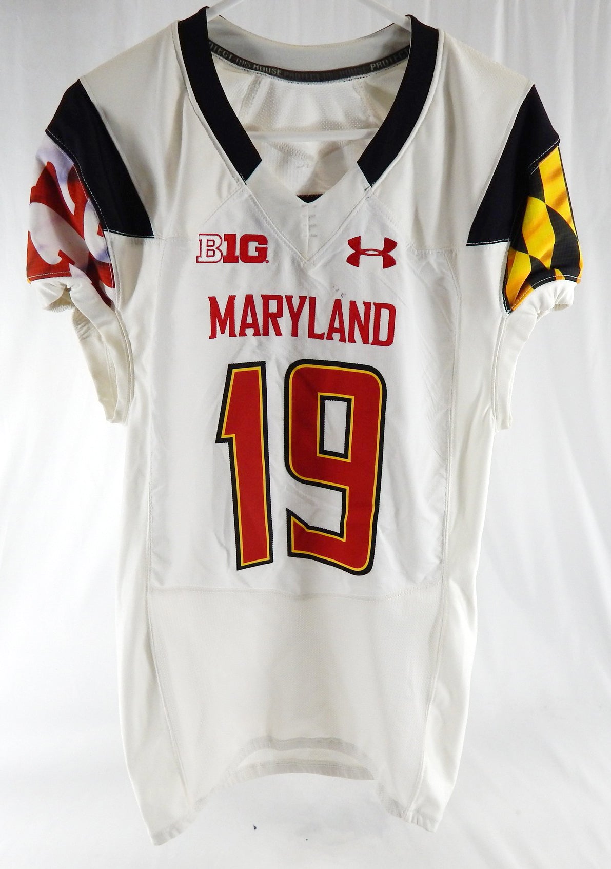 2015 Maryland Terrapins Cal Kee #19 Game Used White Jersey Football 42 905