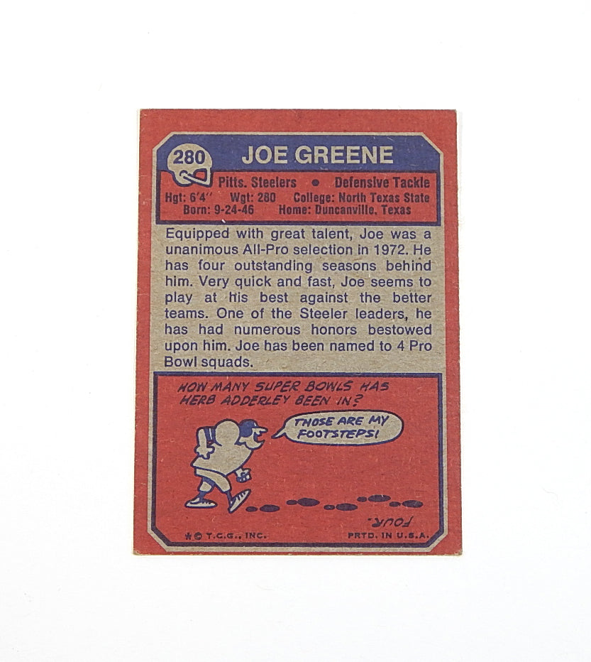 1973 Topps Joe Greene #280 Steelers Vg/Ex Pic2