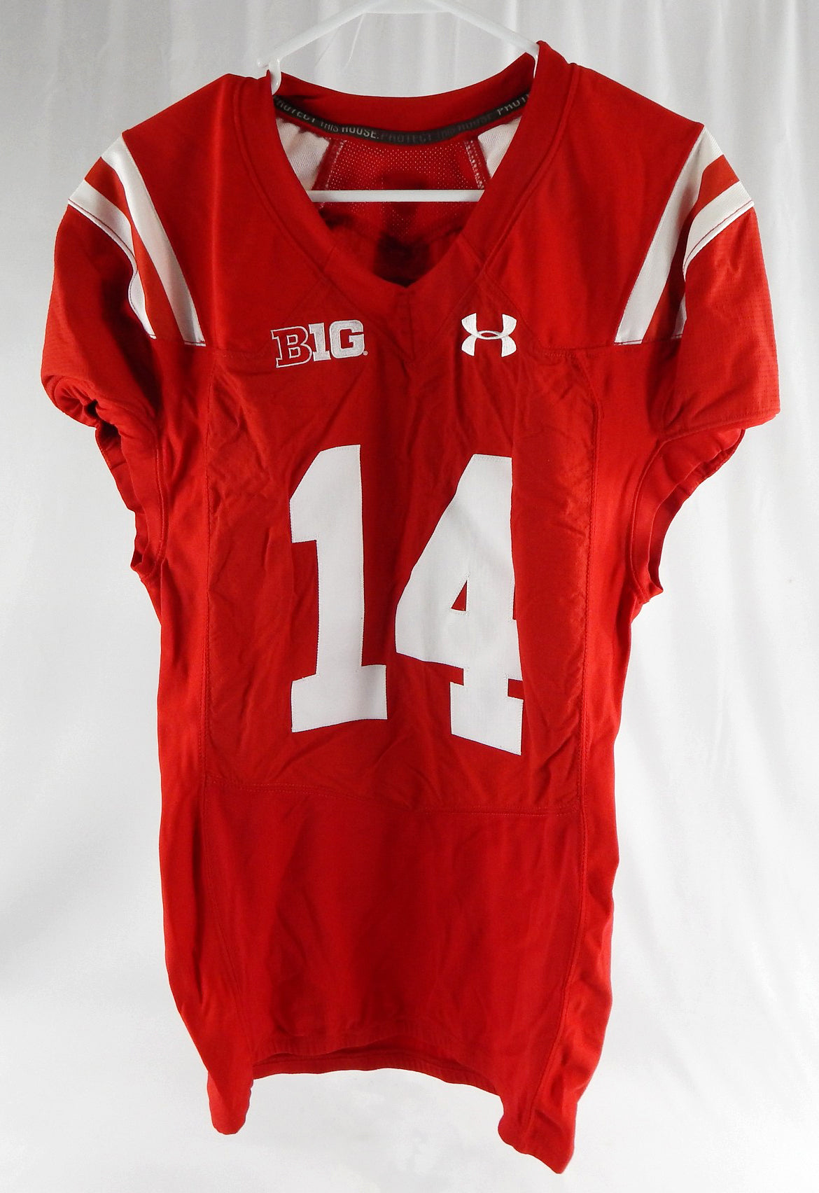 2015 Maryland Terrapins Gage Shaffer #14 Game Used Red Jersey 1961 Throwback 1