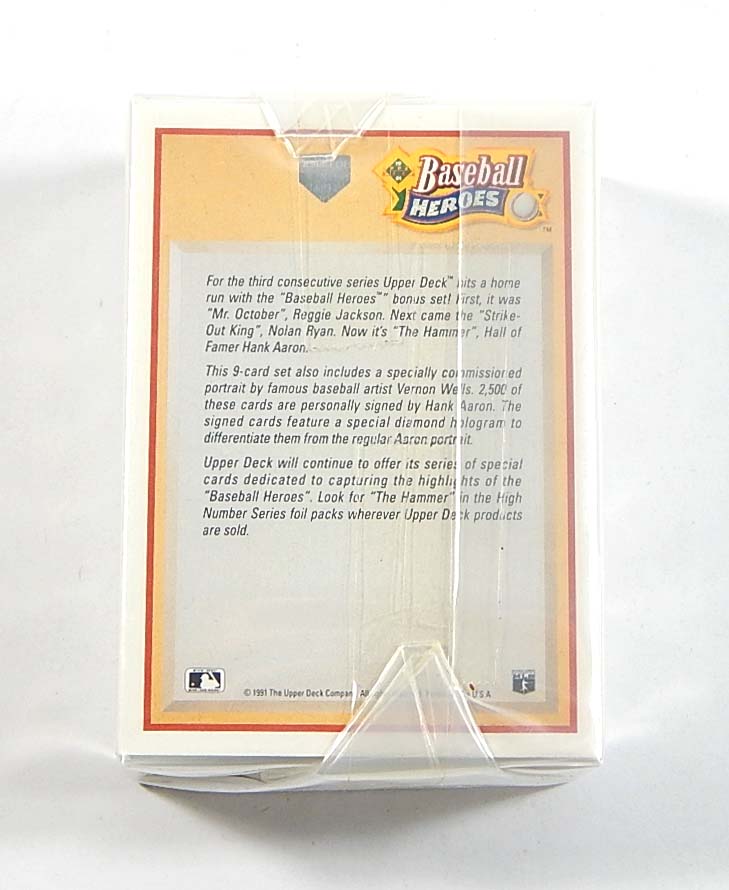 Lot of (100) 1991 Upper Deck Baseball Heroes Cover Card Aaron or Ryan Mint Pic2