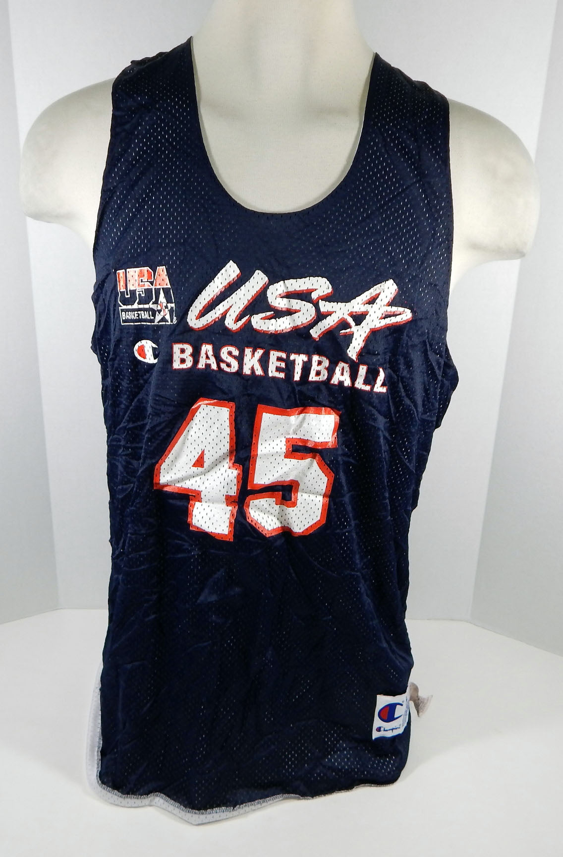 1990s Team USA Basketball #45 Game Issued Blue Reversible Practice Jersey 2XL 68