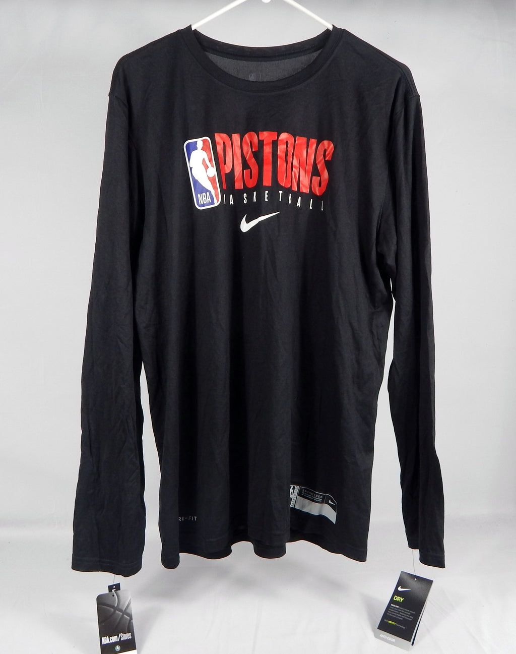 2019-20 Detroit Pistons Team Issued Black Training Long Sleeve Shirt 010 L 87S