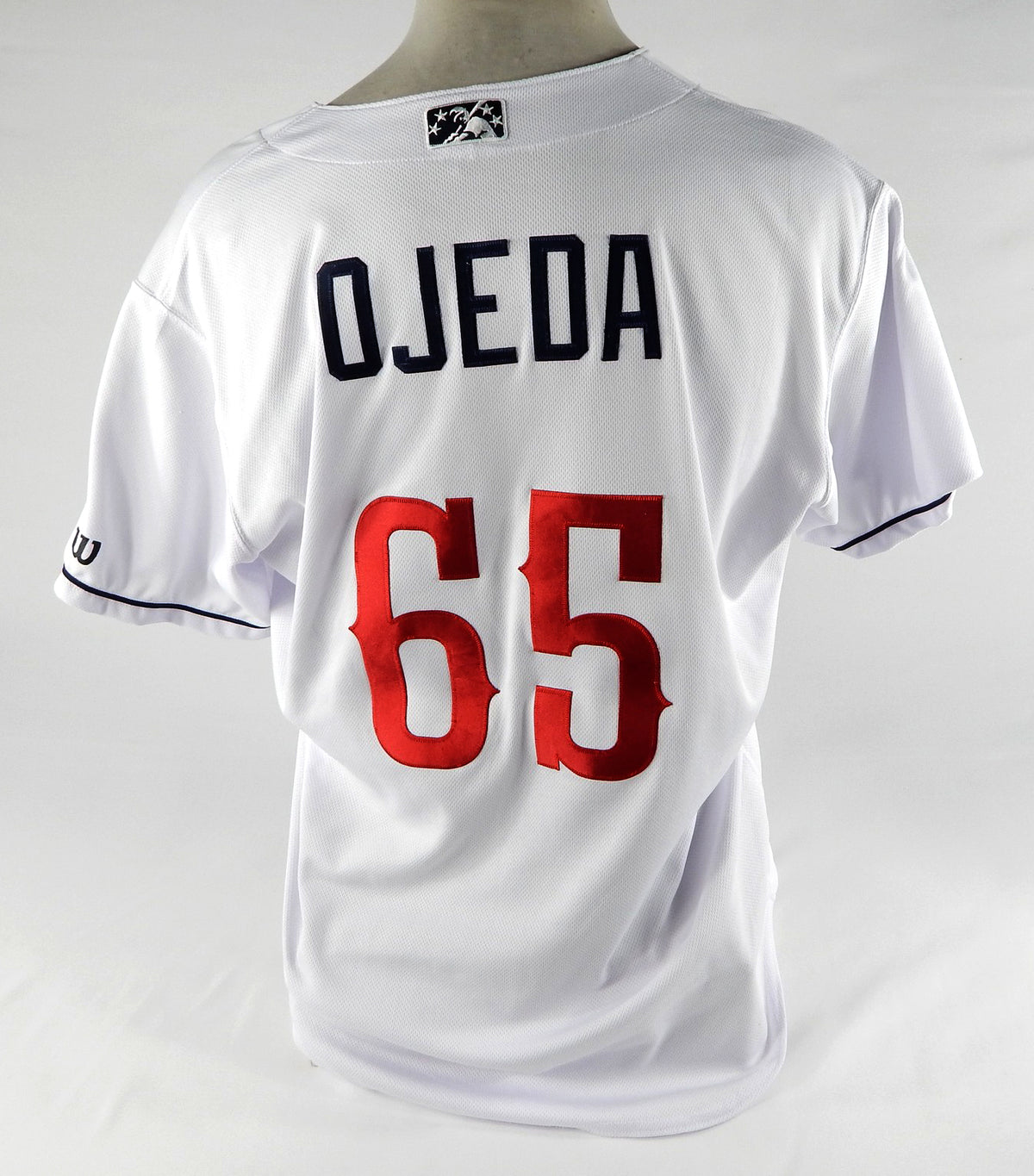 2023 Round Rock Express Miguel Ojeda Jr #65 Game Used White Jersey 46 DP71118 Pic2
