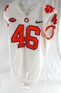 2017-22 Clemson Tigers #46 Game Issued Pos Used White Jersey College Playoffs NP