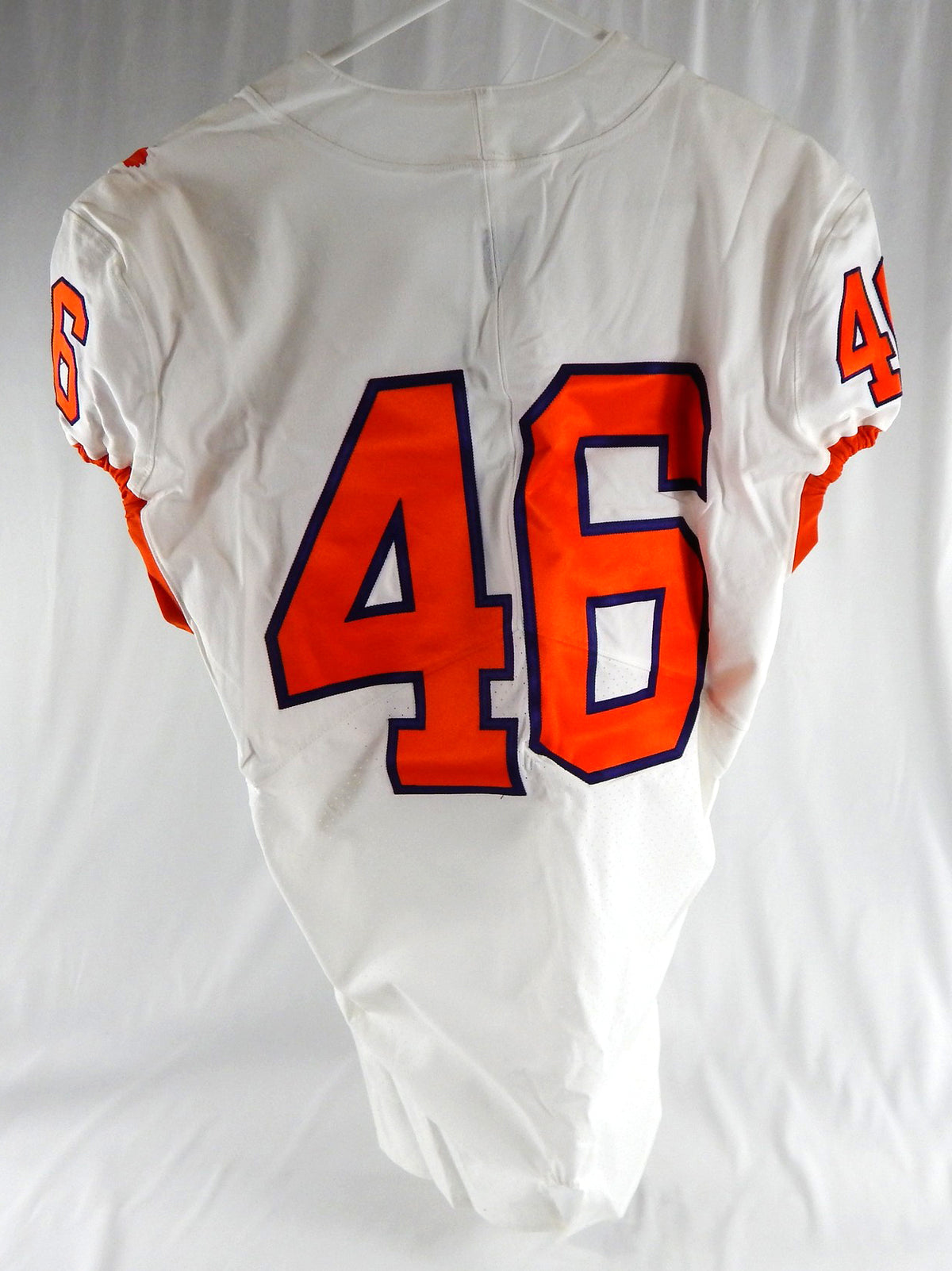 2017-22 Clemson Tigers #46 Game Issued Pos Used White Jersey College Playoffs NP Pic2