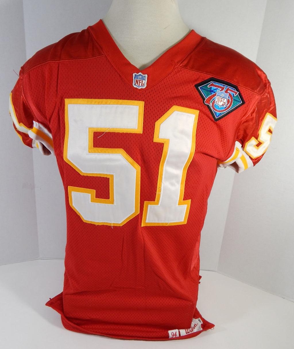 1994 Kansas City Chiefs Alexander #51 Game Issued Red Jersey 75th Patch DP17426