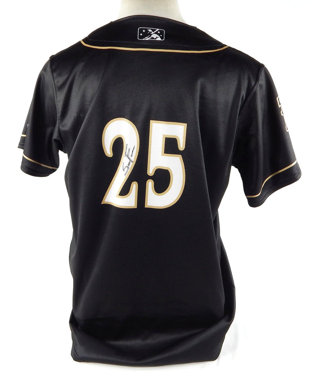 2022 Round Rock Express #25 Game Issued Pos Used Black Jersey Monarch Night 48 0 Pic2