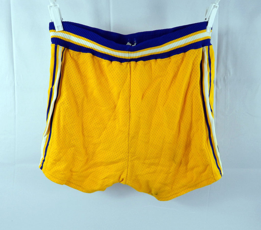 1980s Golden State Warriors #32 Game Used Yellow Shorts 36 491 Pic2
