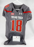 2014 Texas Tech Red Raiders #18 Game Issued Pos Used Grey Jersey 44 DP65745