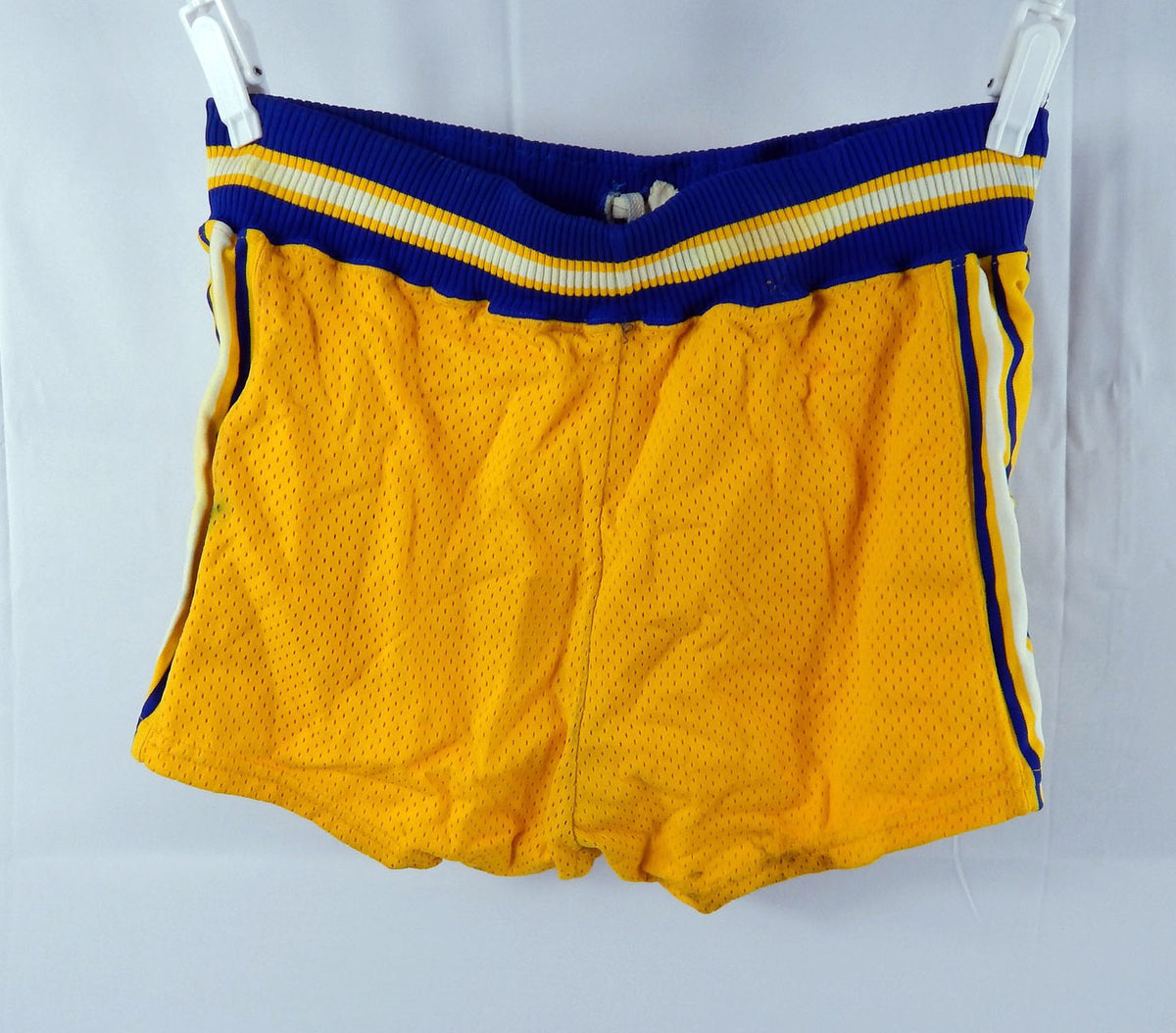 1980s Golden State Warriors #23 Game Used Yellow Shorts 32 492 Pic2