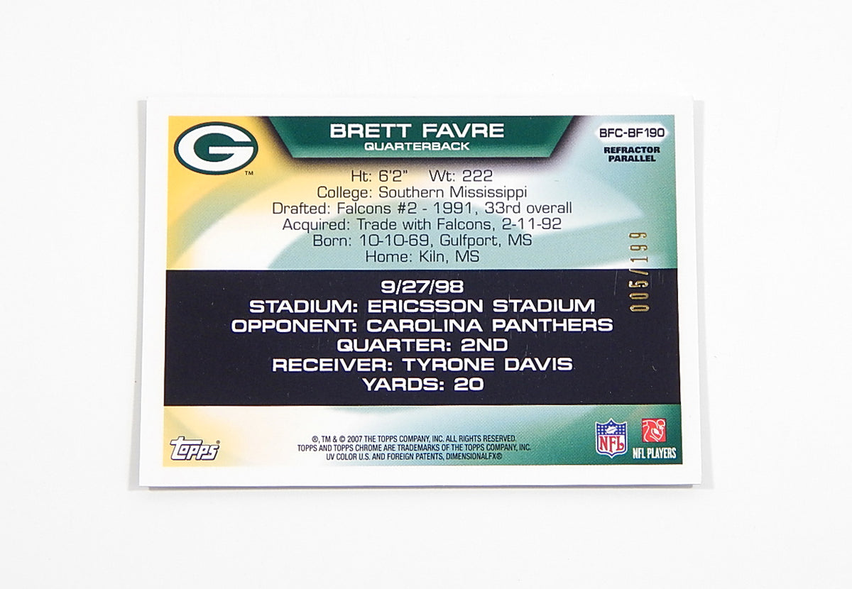 Lot of (31) 2007 Topps Chrome Brett Favre Flight To 420 w/ (1) Refractor Nm/Mt Pic2