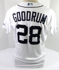 2019 Detroit Tigers Niko Goodrum #28 Game Issued White Jersey MLB 150 Patch 42 3