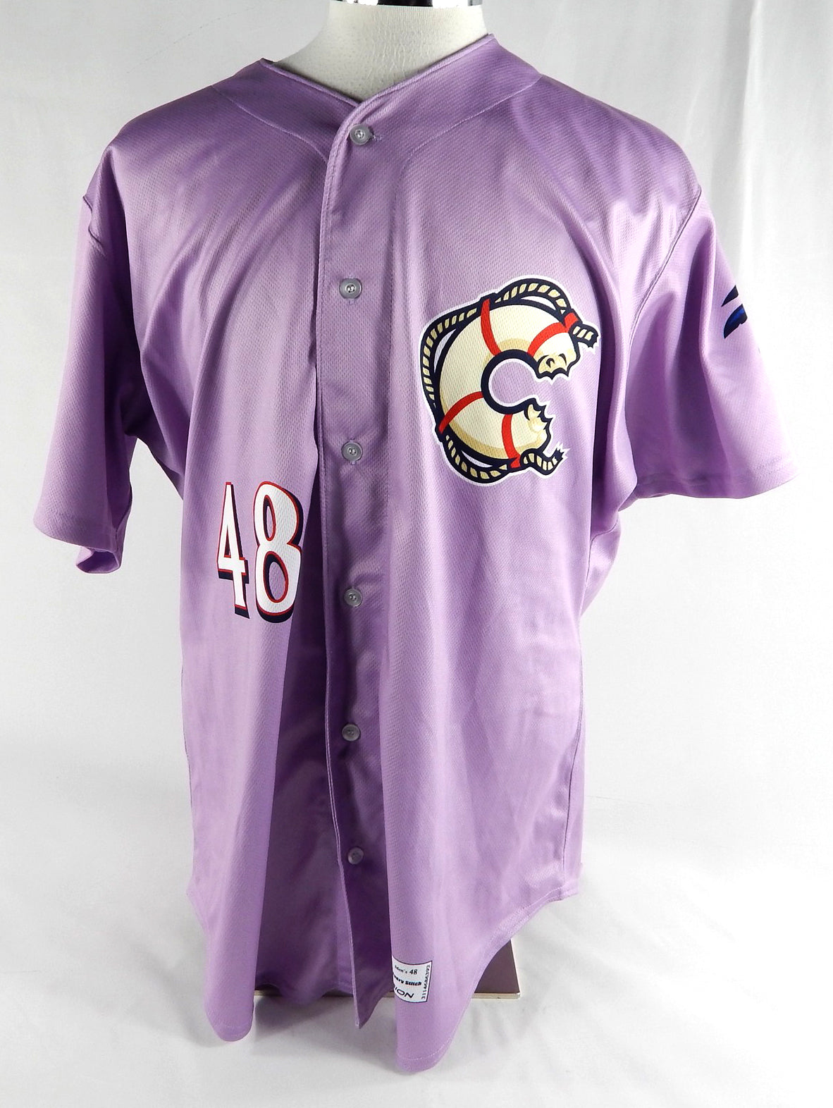 2019 Clearwater Threshers #48 Game Issued Pos Used Purple Jersey SO Cancer 3