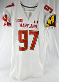 2021 Maryland Terrapins #97 Game Used White Jersey Football NP Rem 48 914