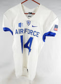 Air Force Falcons #14 Game Used White Jersey Name Plate Removed M DP80869