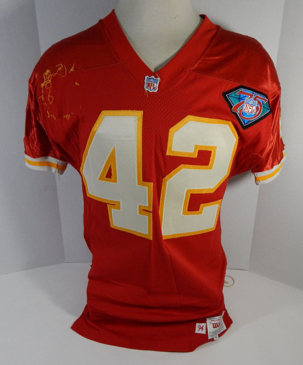 1994 Kansas City Chiefs Charles Mincy #42 Game Used Red Jersey 35 Y 75 Patch 7