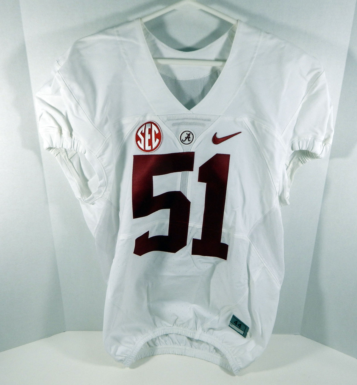 2016-18 Alabama Crimson Tide #51 Game Used White Jersey BAMA00103 Pic2