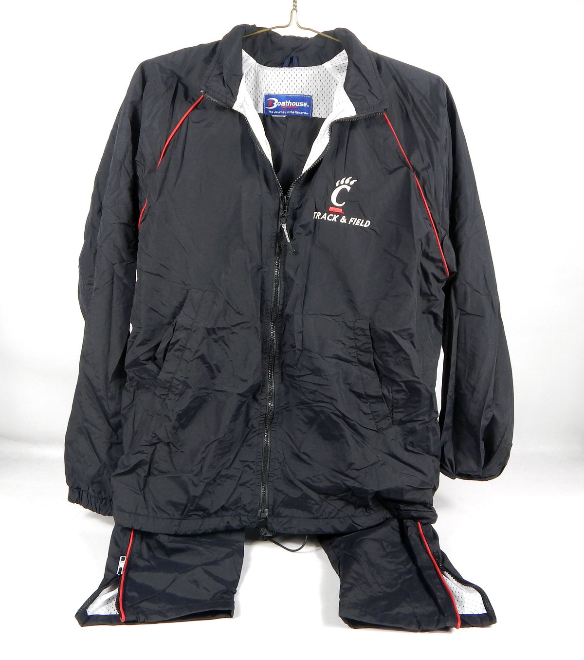 2000s Cincinnati Bearcats Team Issued Black Jacket Pants Suit Track & Field S 8S Pic2