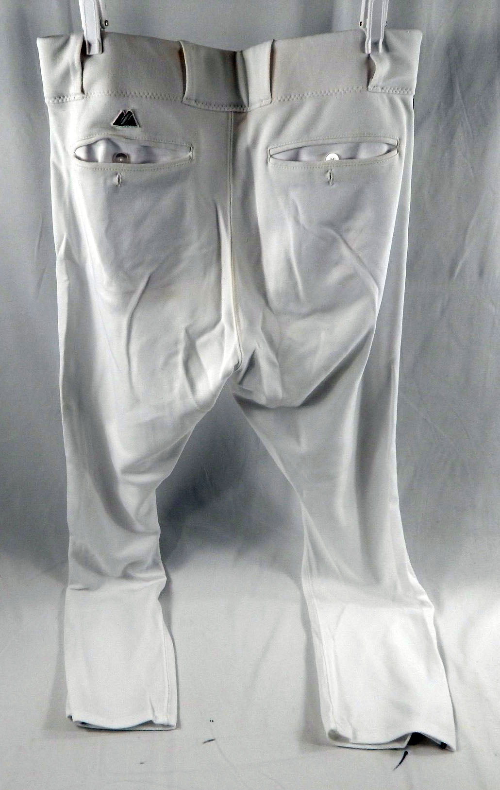 2014 Miami Marlins Derek Hill #7 Game Used White Baseball Pants 35-35 DP112882 Pic2