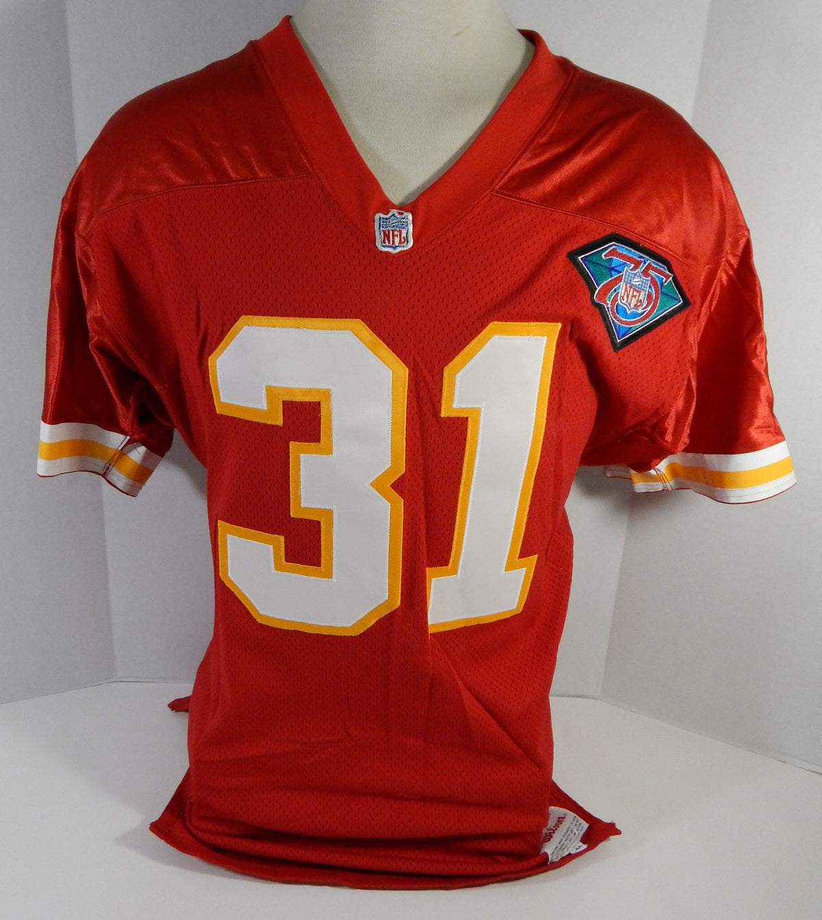 1994 Kansas City Chiefs #31 Game Issued Red Jersey 75th Patch DP17438
