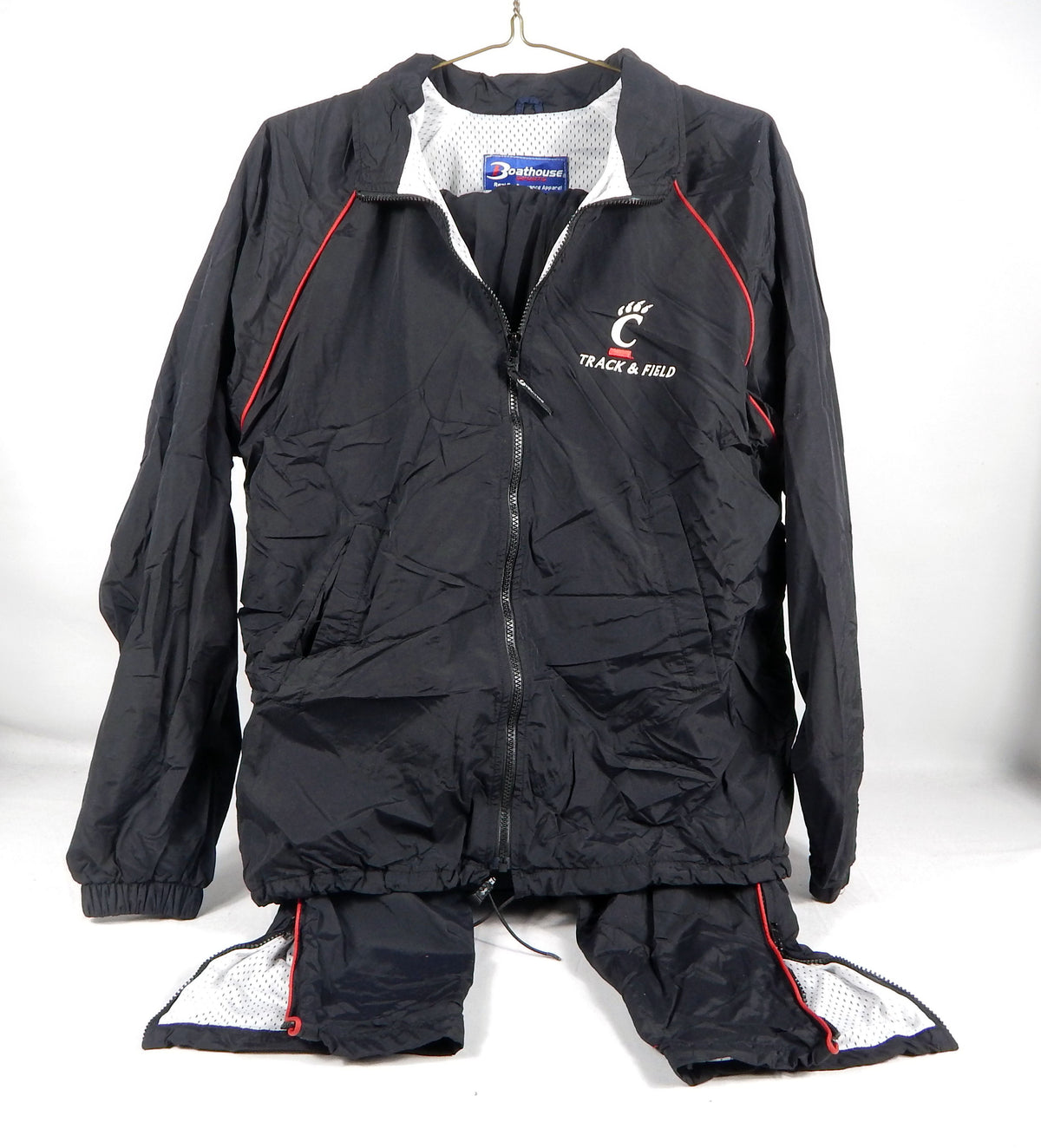 2000s Cincinnati Bearcats Team Issued Black Jacket Pants Suit Track & Field M 2S