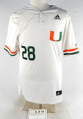 Miami Hurricanes #28 Game Used White Jersey Baseball Name Plate Removed 42 812