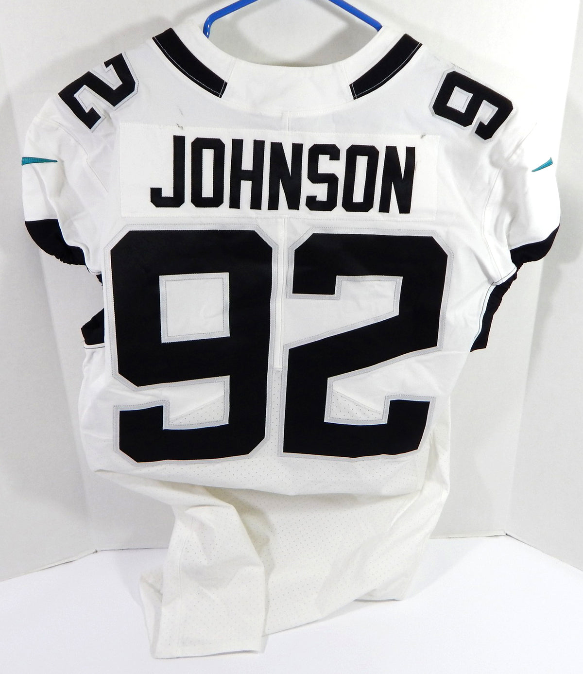2018 Jacksonville Jaguars Caleb Johnson #92 Game Issued White Jersey 44 DP36030