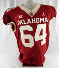 2018 Oklahoma Sooners #64 Game Used Crimson Red Jersey Alt NP Rem 48 234