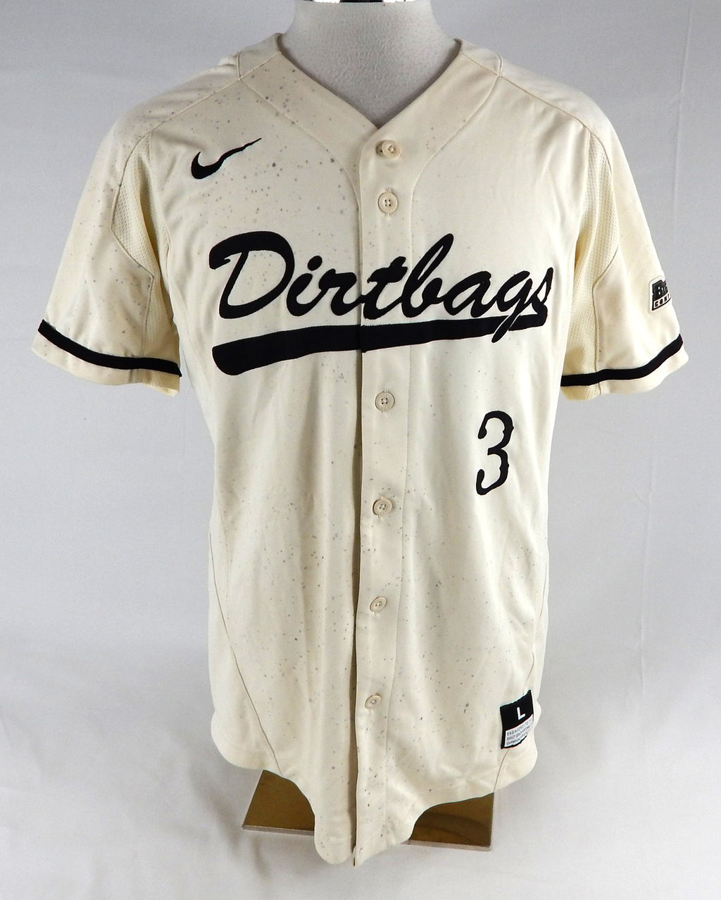 2018 Long Beach State Dirtbags #3 Game Used Cream Jersey Baseball L 853
