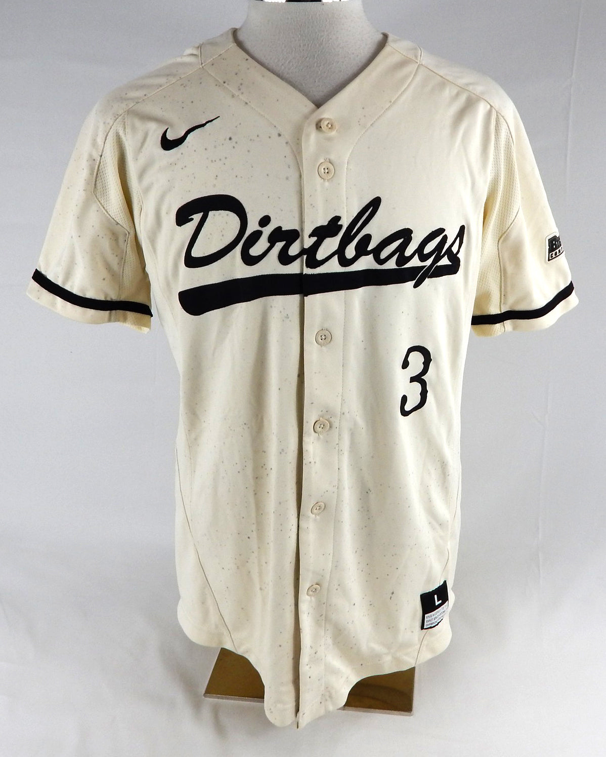 2018 Long Beach State Dirtbags #3 Game Used Cream Jersey Baseball L 853