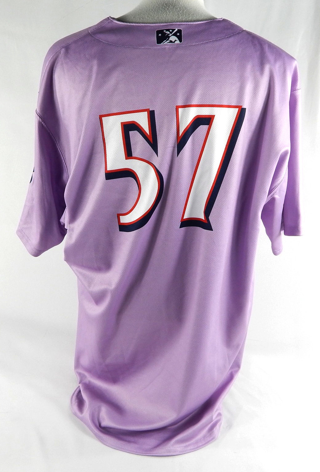 2019 Clearwater Threshers #57 Game Issued Pos Used Purple Jersey Strike Cancer 1 Pic2