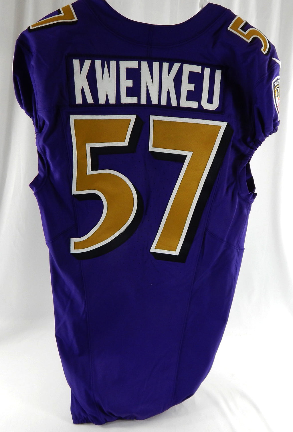 2024 Baltimore Ravens William Kwenkeu #57 Game Issued Purple Jersey Color Rush 1 Pic2