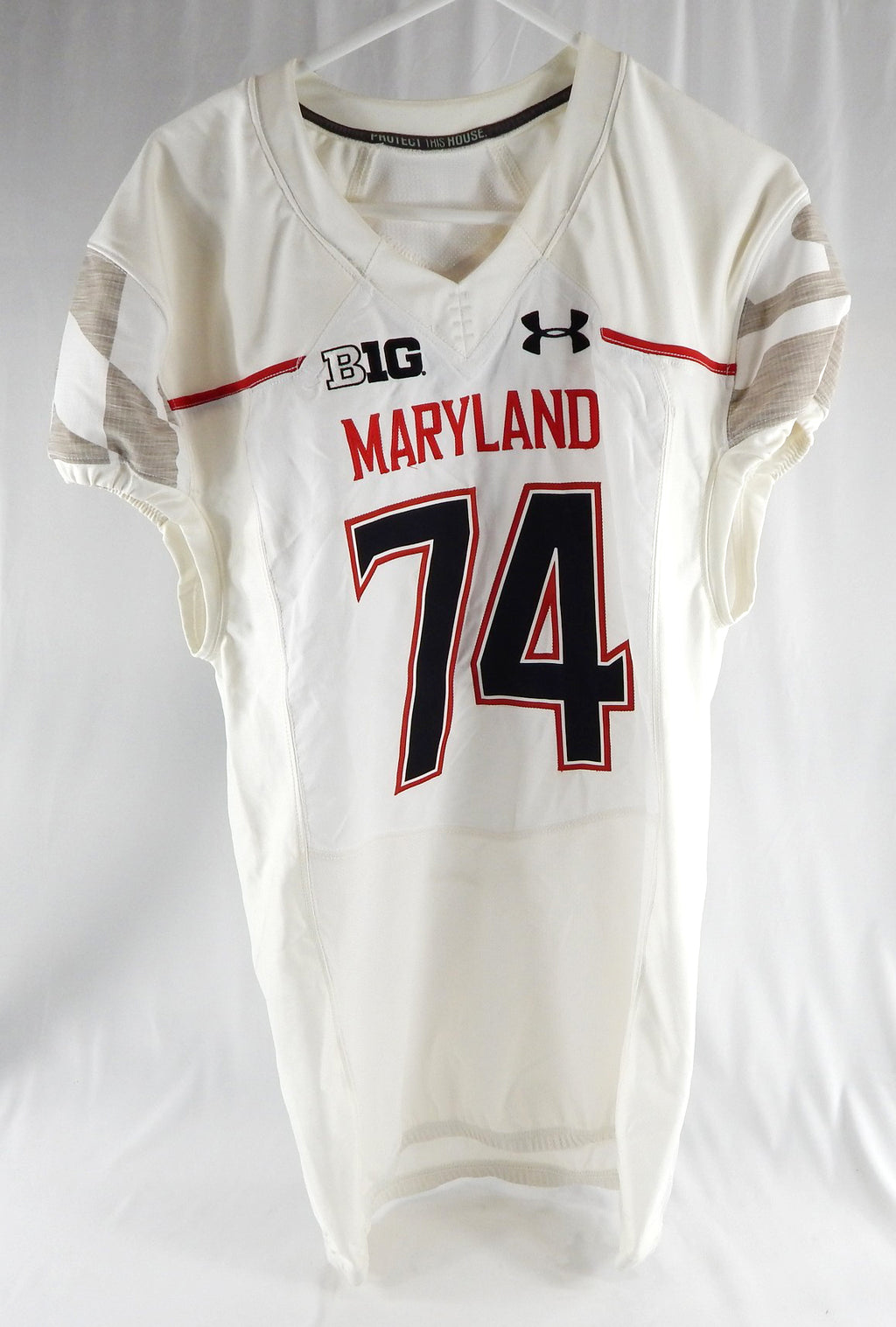 2014 Maryland Terrapins Nick Klemm #74 Game Used White Jersey 46 589
