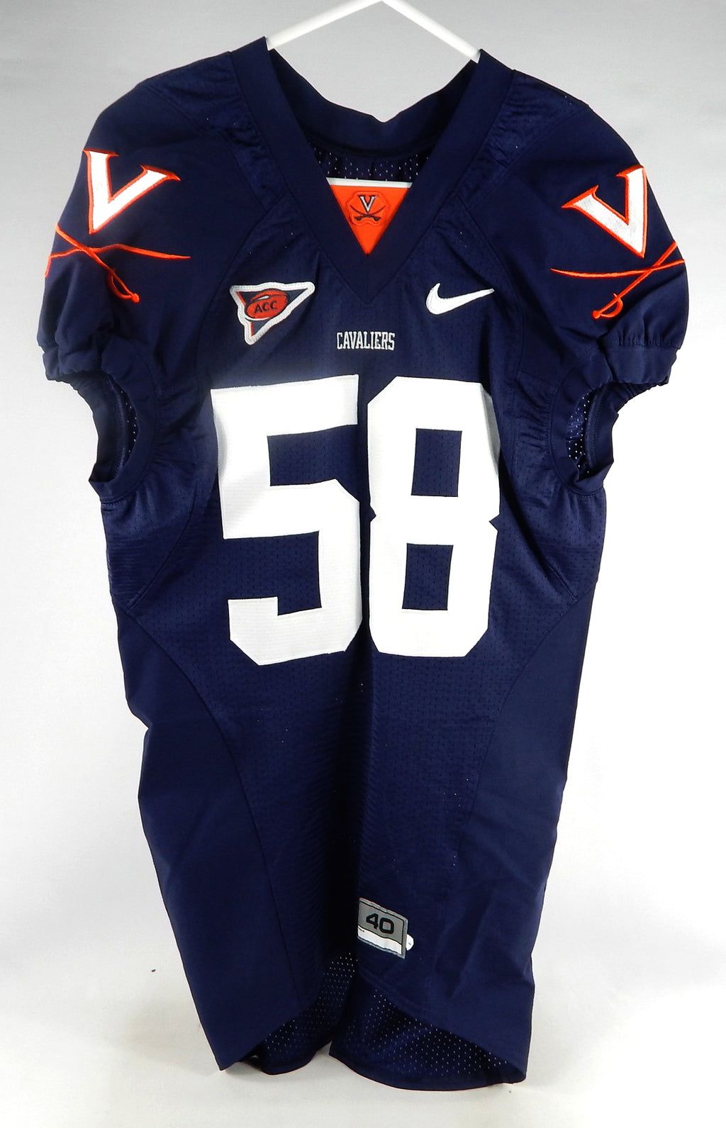 2006-09 Virginia Cavaliers #58 Game Issued Navy Jersey Name Plate Removed 40 076
