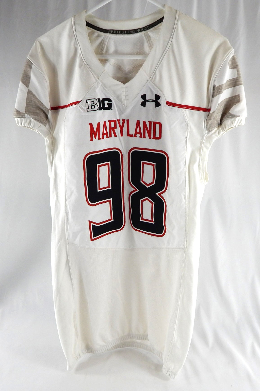 2014 Maryland Terrapins Clarence Murphy #98 Game Used White Jersey 44 590